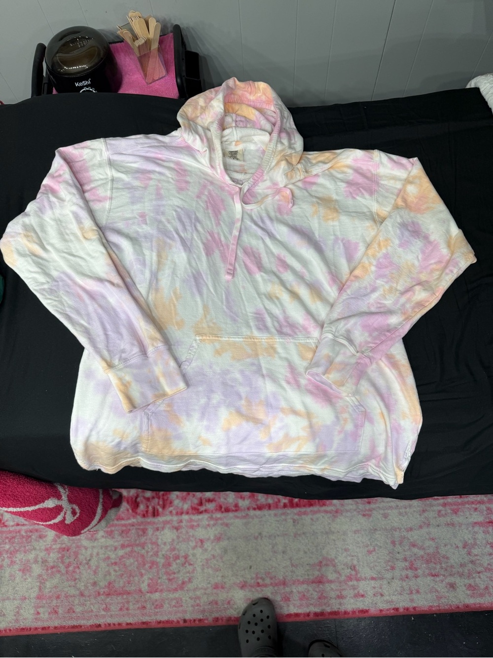 Comfort Colors White and Light Pink Tie-Dye Hoodie